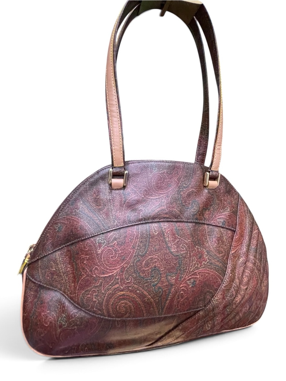Vintage Etro Milano Paisley Leather Lined Shoulder Bag with COA